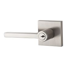Square Single Cylinder Keyed Entry Door Lever Set with Contemporary Square Rose