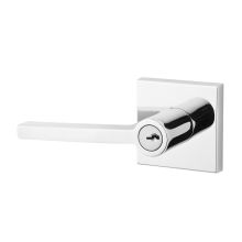 Square Single Cylinder Keyed Entry Door Lever Set with Contemporary Square Rose