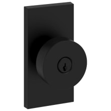Contemporary Single Cylinder Keyed Entry Door Knob Set with 5 Inch Rectangle Rose from the Reserve Collection