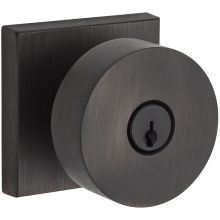 Contemporary Single Cylinder Keyed Entry Door Knob with Square Rose