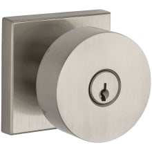 Contemporary Single Cylinder Keyed Entry Door Knob with Square Rose for Thick Doors