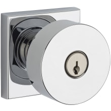 Contemporary Single Cylinder Keyed Entry Door Knob with Square Rose for Thick Doors