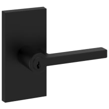 Square Single Cylinder Keyed Entry Door Lever Set with 5 Inch Rectangle Rose from the Reserve Collection