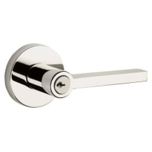 Square Single Cylinder Keyed Entry Door Lever Set with Contemporary Round Rose