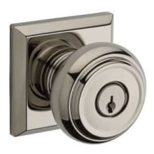 Traditional Single Cylinder Keyed Entry Door Knob with Square Rose