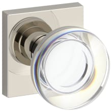 Contemporary Crystal Non-Turning Two-Sided Dummy Door Knob Set with Contemporary Square Rose from the Reserve Collection