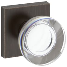 Contemporary Crystal Non-Turning Two-Sided Dummy Door Knob Set with Contemporary Square Rose from the Reserve Collection