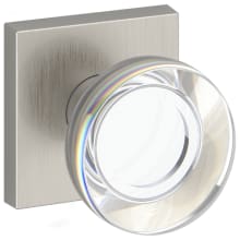Contemporary Crystal Non-Turning Two-Sided Dummy Door Knob Set with Contemporary Square Rose from the Reserve Collection