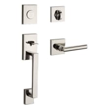 La Jolla Full Dummy Handleset with Tube Lever and Contemporary Square Rose Interior Trim from the Reserve Collection