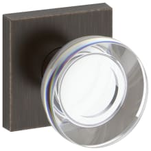 Contemporary Crystal Non-Turning One-Sided Dummy Door Knob with Contemporary Square Rose from the Reserve Collection