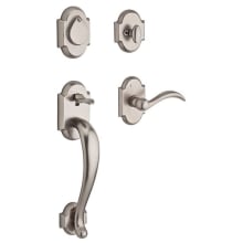 Adirondack Left Handed SmartKey Single Cylinder Keyed Entry Handleset with Rustic Arch Rose and Arch Lever on Interior
