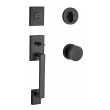 La Jolla Standard C Keyway Single Cylinder Keyed Entry Handleset with Modern Knob and Modern Round Interior Trim for Thick Doors