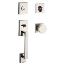 La Jolla SmartKey Single Cylinder Keyed Entry Handleset with Modern Knob and Modern Square Interior Trim from the Reserve Collection