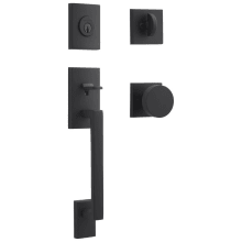 La Jolla SmartKey Single Cylinder Keyed Entry Handleset with Modern Knob and Modern Square Interior Trim from the Reserve Collection