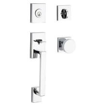 La Jolla SmartKey Single Cylinder Keyed Entry Handleset with Modern Knob and Modern Square Interior Trim from the Reserve Collection