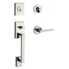 La Jolla Standard C Keyway Single Cylinder Keyed Entry Handleset with Square Lever and Contemporary Round Interior Trim from the Reserve Collection