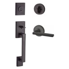 La Jolla SmartKey Single Cylinder Keyed Entry Handleset with Square Lever and Contemporary Round Interior Trim from the Reserve Collection