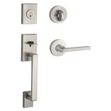 La Jolla Standard C Keyway Single Cylinder Keyed Entry Handleset with Square Lever and Contemporary Round Interior Trim from the Reserve Collection