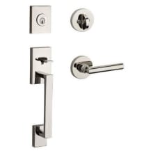 La Jolla Standard C Keyway Single Cylinder Keyed Entry Handleset with Tube Lever and Contemporary Round Interior Trim from the Reserve Collection
