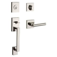 La Jolla SmartKey Single Cylinder Keyed Entry Handleset with Tube Lever and Contemporary Square Interior Trim from the Reserve Collection