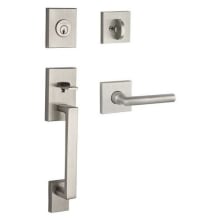 La Jolla Standard C Keyway Single Cylinder Keyed Entry Handleset with Tube Lever and Contemporary Square Interior Trim from the Reserve Collection