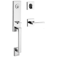 Seattle Right Handed Standard C Keyway Single Cylinder Keyed Entry Handleset with Contemporary Square Rose and Square Lever on Interior