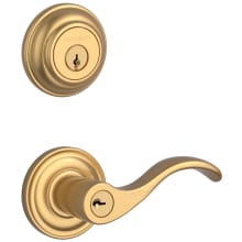 Curve Single Cylinder Keyed Entry Door Lever Set and Deadbolt Combo from the Reserve Collection
