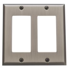 Beveled Edge Double Rocker/GFCI Solid Brass Switch plate