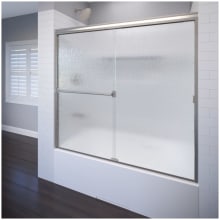 Classic 57" High x 60" Wide Bypass Framed Tub Door with Rain Glass