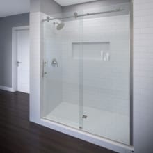 Vinesse 76" High x 47" Wide Single Sliding Frameless Shower Door with Clear Glass