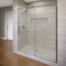 Vinesse 76" High x 47" Wide Single Sliding Frameless Shower Door with Clear Glass