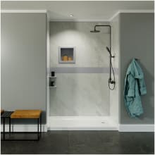 48"W x 96"H x 48"D Poly Alloy 3-Wall Alcove Shower Wall Kit with Gray Design Strip and Gray Trim and Accessories