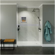 48"W x 96"H x 48"D Poly Alloy 3-Wall Alcove Shower Wall Kit with Design Strip and Trim and Accessories