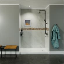 48"W x 96"H x 48"D Poly Alloy 3-Wall Alcove Shower Wall Kit with Katrina Design Strip and Trim and Accessories