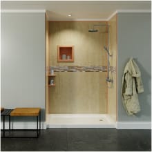 48"W x 96"H x 48"D Poly Alloy 3-Wall Alcove Shower Wall Kit with Beige Katrina Strip and Beige Trim and Accessories