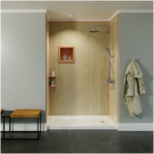 48"W x 96"H x 48"D Poly Alloy 3-Wall Alcove Shower Wall Kit with Beige Trim and Accessories