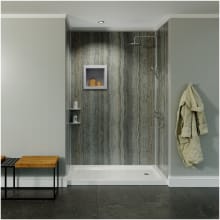 48"W x 96"H x 48"D Poly Alloy 3-Wall Alcove Shower Wall Kit with Gray Trim and Accessories