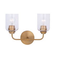 Hutton 2 Light 15" Wide Vanity Light with Clear Glass Shades