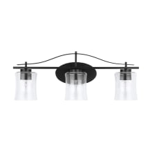 3 Light 24" Wide Vanity Light with Clear Glass and Seedy Glass Shades