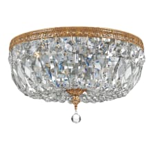 3 Light 14" Wide Flush Mount Ceiling Fixture with Crystal Shades