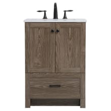 Matthus 24" Free Standing Single Basin Vanity Set with Cabinet and Engineered Marble Vanity Top