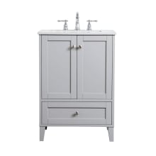 Calauria 24" Free Standing Single Basin Vanity Set with Cabinet and Engineered Marble Vanity Top