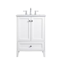 Calauria 24" Free Standing Single Basin Vanity Set with Cabinet and Engineered Marble Vanity Top