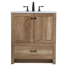Matthus 30" Free Standing Single Basin Vanity Set with Cabinet and Engineered Marble Vanity Top