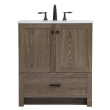 Matthus 30" Free Standing Single Basin Vanity Set with Cabinet and Engineered Marble Vanity Top