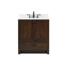 Matthus 30" Free Standing Single Basin Vanity Set with Cabinet, Engineered Marble Vanity Top, and Backsplash