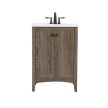 Theocritus 24" Free Standing Single Basin Vanity Set with Cabinet and Resin Vanity Top