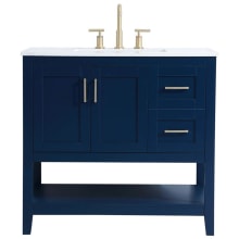 Audy 36" Free Standing Single Basin Vanity Set with Cabinet and Engineered Marble Vanity Top