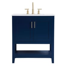 Audy 30" Free Standing Single Basin Vanity Set with Cabinet and Engineered Marble Vanity Top