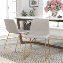 Ellis Set of (2) 18"W Retro Modern Faux Leather Bucket Seat Dining Chairs with Gold Sled Base